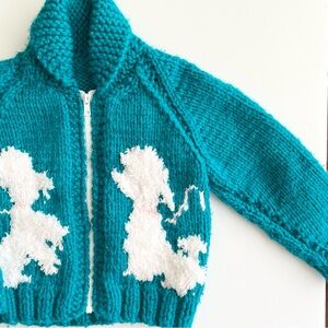 Handmade Shawl Collar Poodle Full Zip Sweater